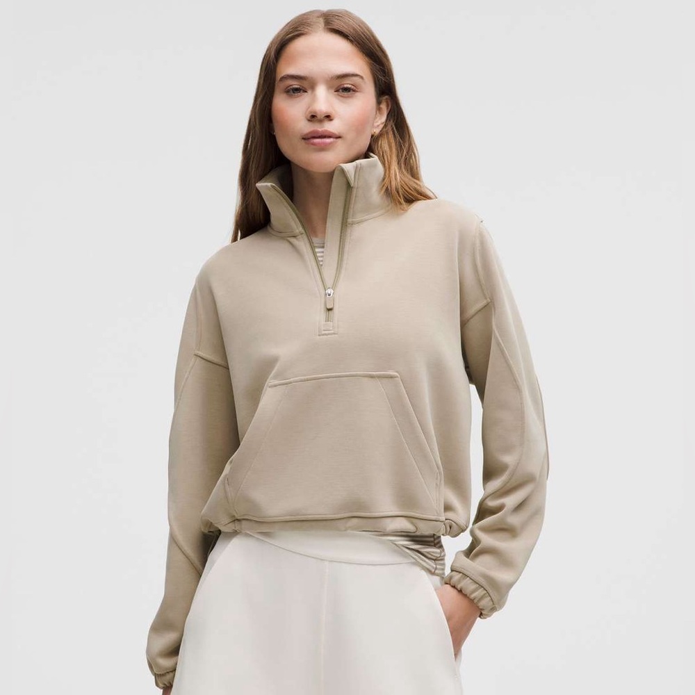 lululemon Brushed Softstreme Half Zip (Size 6) in Sheer Oak